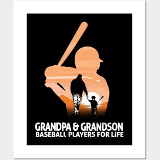 Grandpa & Grandson Baseball Players For Life Costume Gift Posters and Art